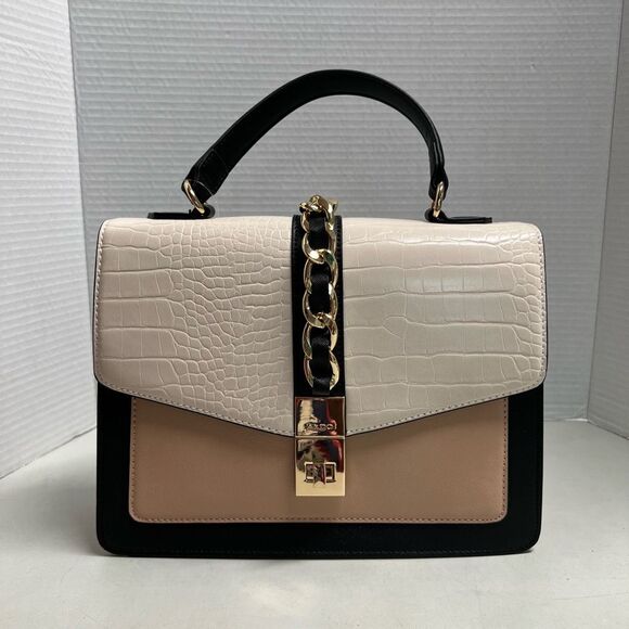 ALDO Dallamaraen Women’s‎ Top Handle Crossbody New Without Tags Black Tan Cream - Picture 14 of 14